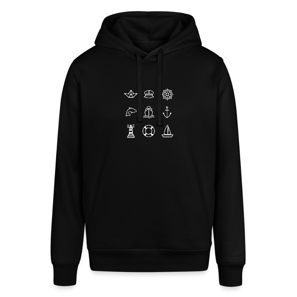 Unisex Bio-Hoodie - Nautik Doodles (weiss) - Schwarz