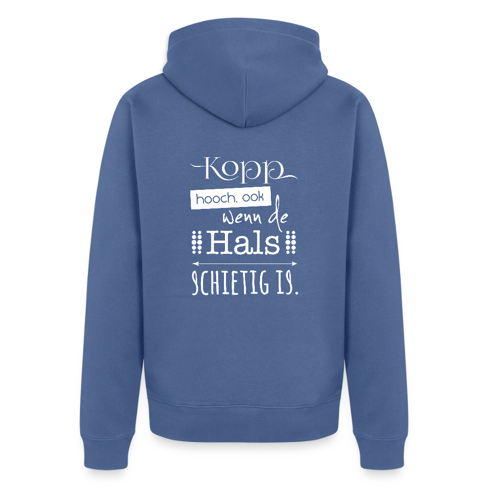 Herren Premium Kapuzenjacke  - Kopp hooch (weiss) - Taubenblau