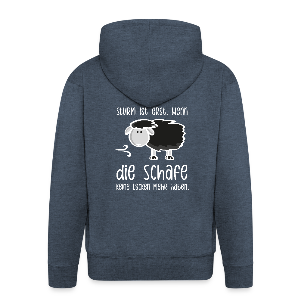 Herren Premium Kapuzenjacke - Schaf (weiss) - Jeansblau