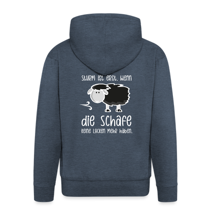 Herren Premium Kapuzenjacke - Schaf (weiss) - Jeansblau