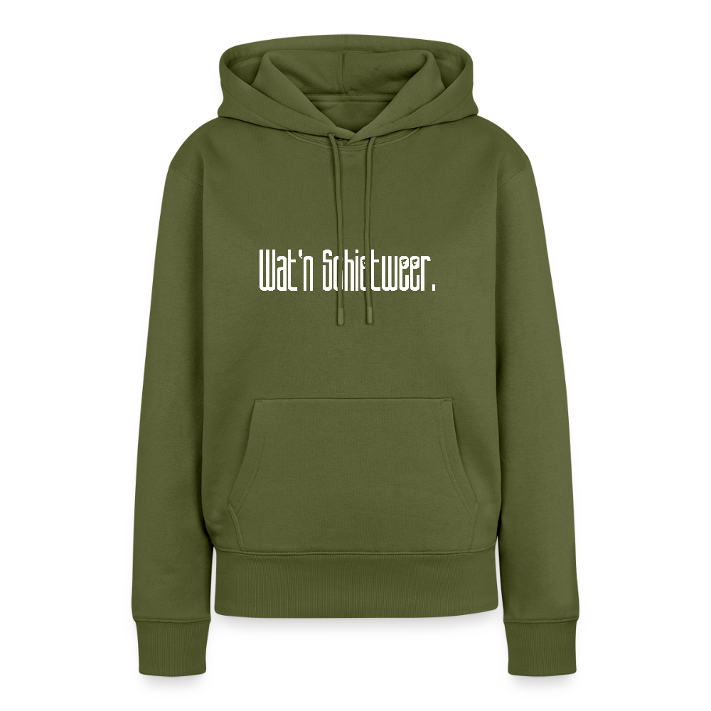 Damen Premium Hoodie - wat'n Schietweer (weiss) - Khaki