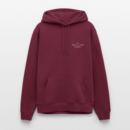 Herren Premium Hoodie - Origami Boot (weiss) - Burgunderrot