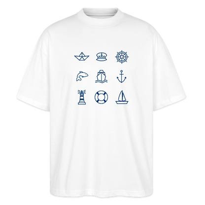 Unisex Oversize Bio-T-Shirt - Nautik Doodles - Weiß