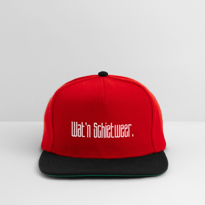 Snapback Cap - wat'n Schietweer (weiss) - Rot/Schwarz
