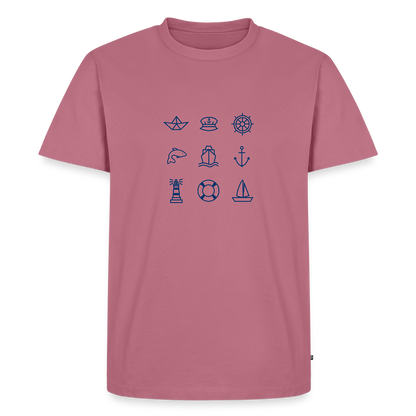 Herren Premium Bio T-Shirt - Nautik Doodles - Mauve