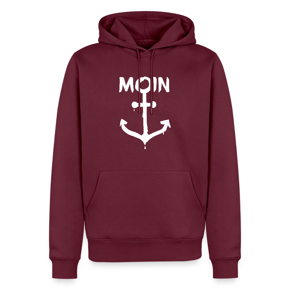 Herren Premium Hoodie - Moin Anker (weiss) - Burgunderrot