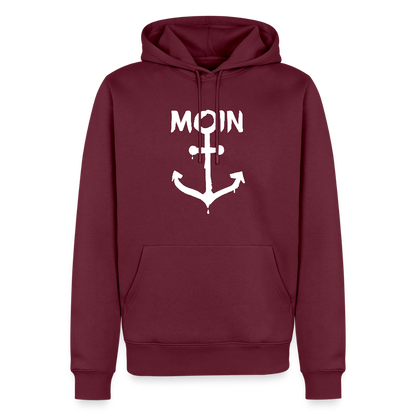 Herren Premium Hoodie - Moin Anker (weiss) - Burgunderrot