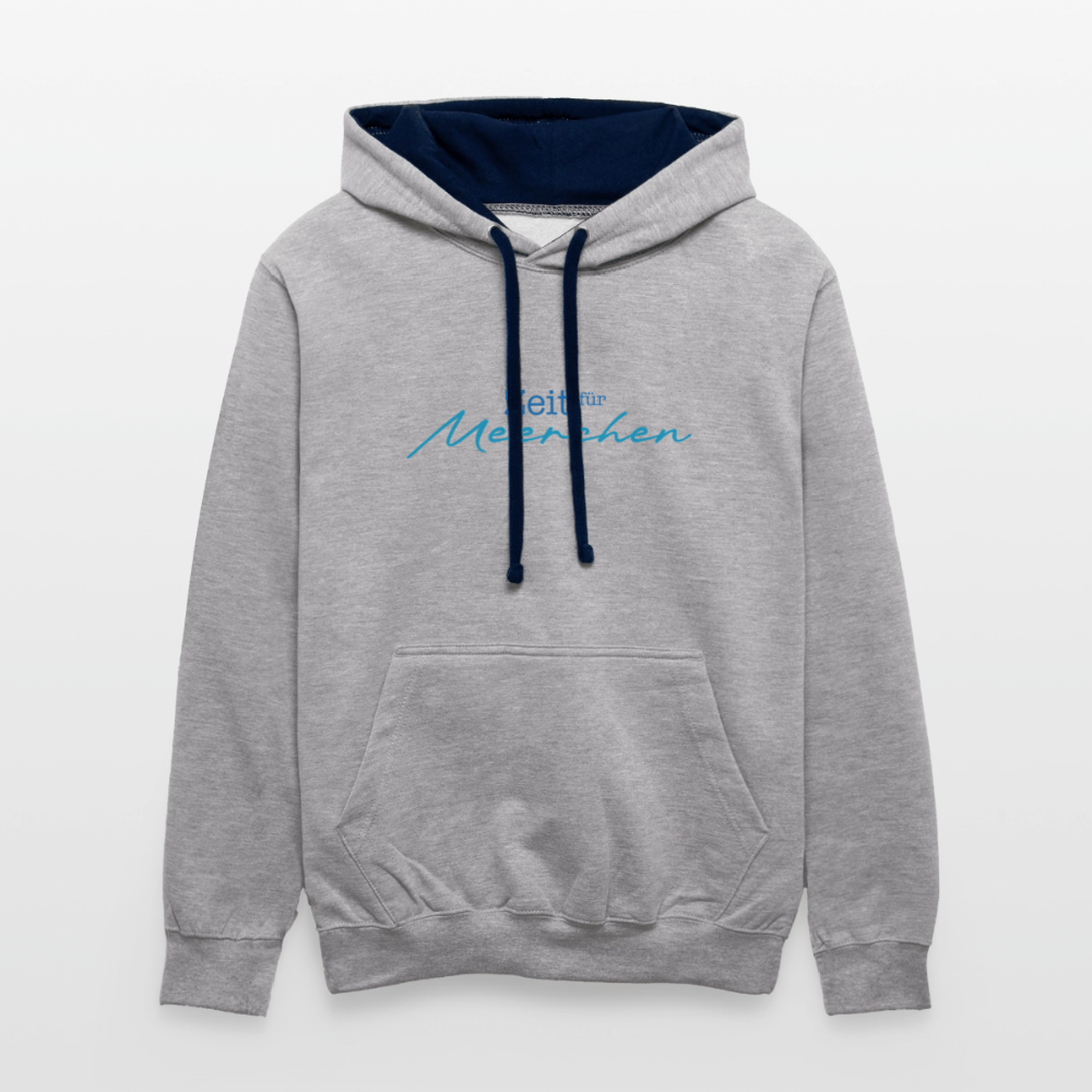 Unisex Kontrast-Hoodie - Zeit für Meerchen - Grau meliert/Navy