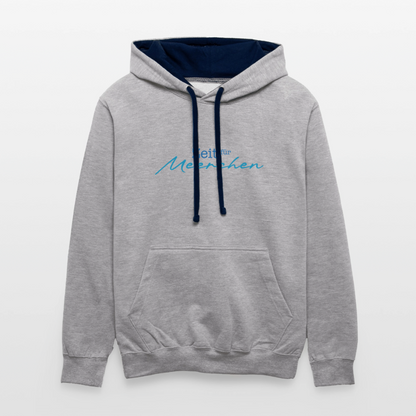Unisex Kontrast-Hoodie - Zeit für Meerchen - Grau meliert/Navy