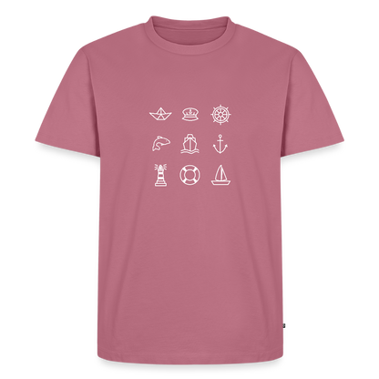 Herren Premium Bio T-Shirt - Nautik Doodles (weiss) - Mauve