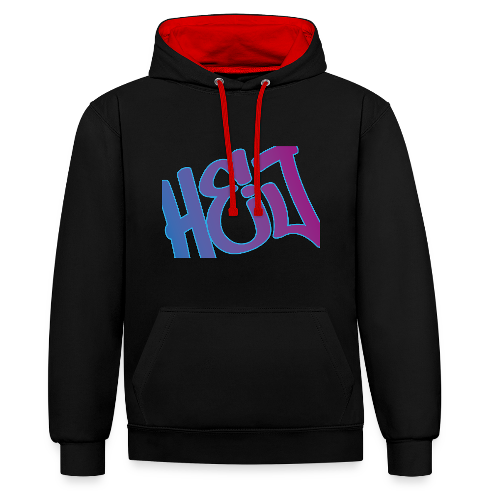 Unisex Kontrast-Hoodie - Hej - Schwarz/Rot