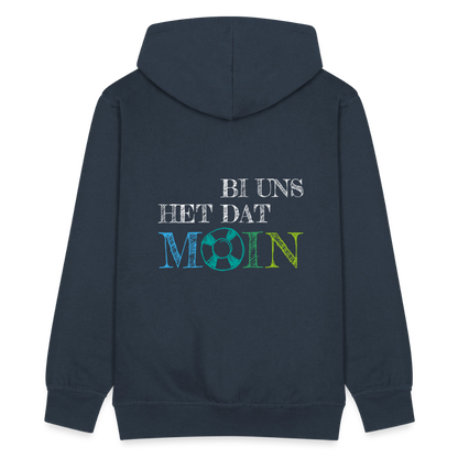 Herren Premium Kapuzenjacke - Bi uns het dat Moin (weiss) - Navy