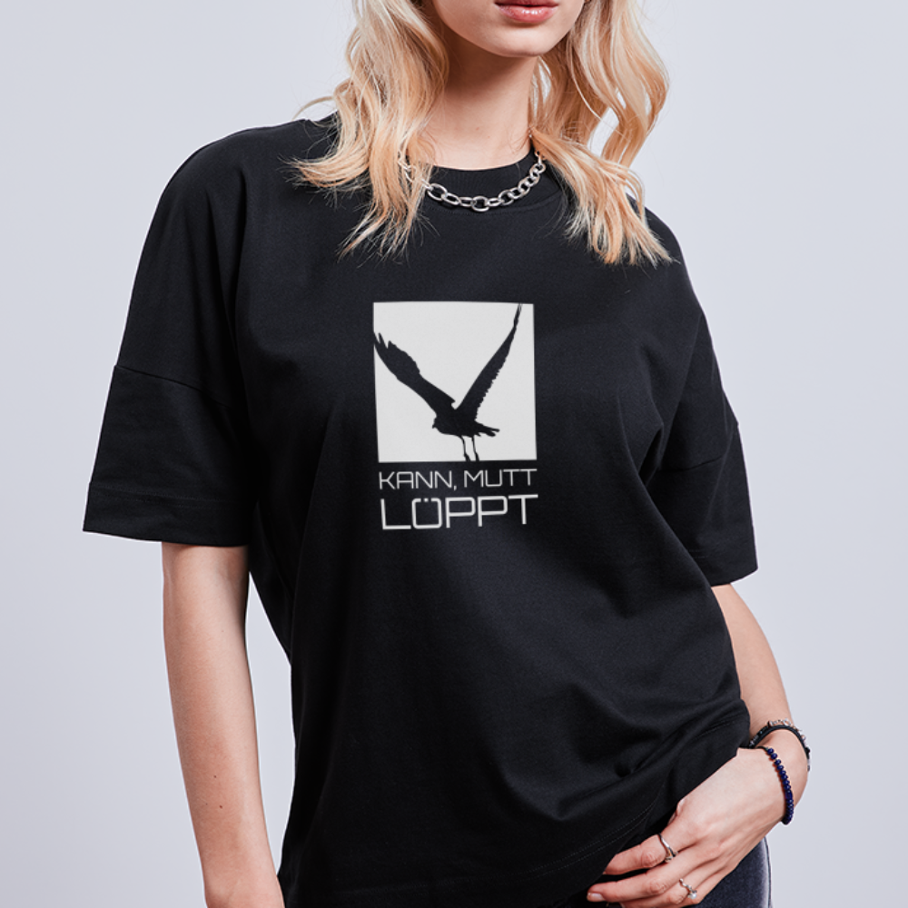 Unisex Oversize Bio-T-Shirt - kann, mutt, löppt (weiss) - Schwarz