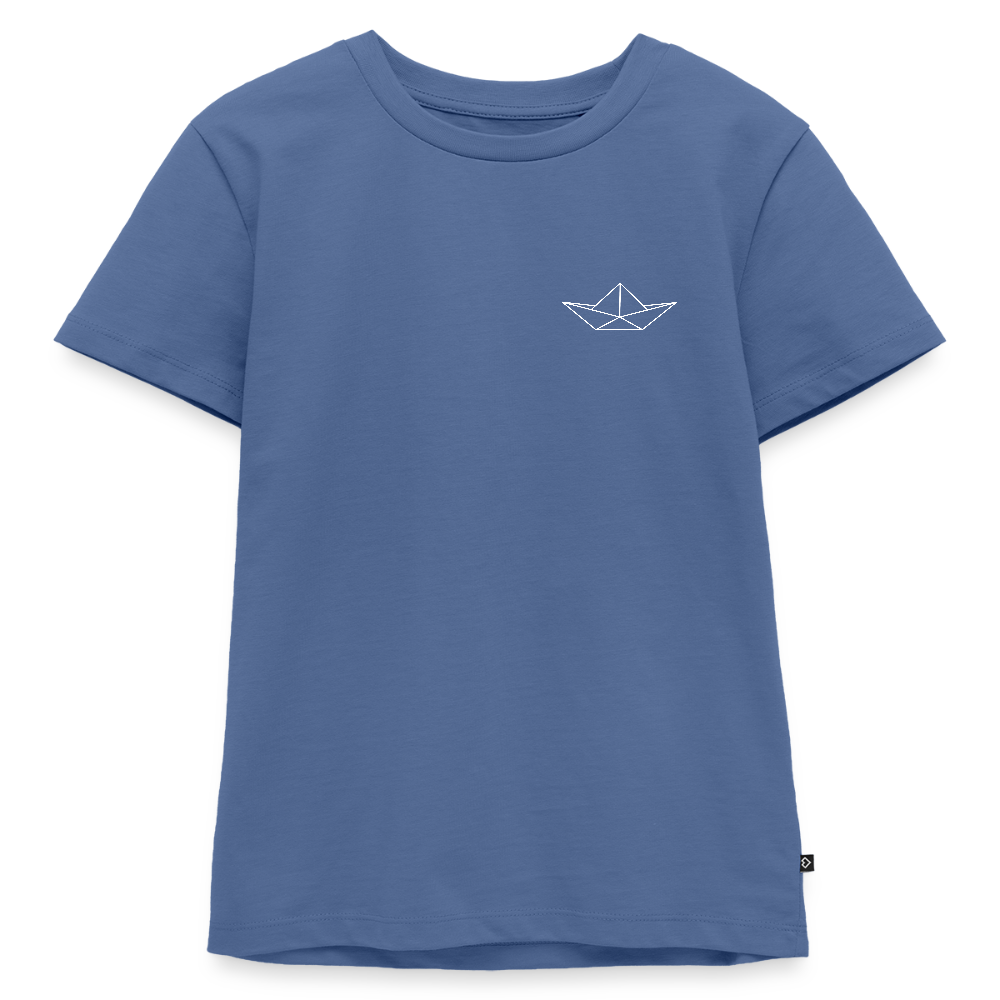 Kinder Premium T-Shirt - Origami Boot (weiss) - Taubenblau