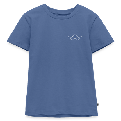 Kinder Premium T-Shirt - Origami Boot (weiss) - Taubenblau