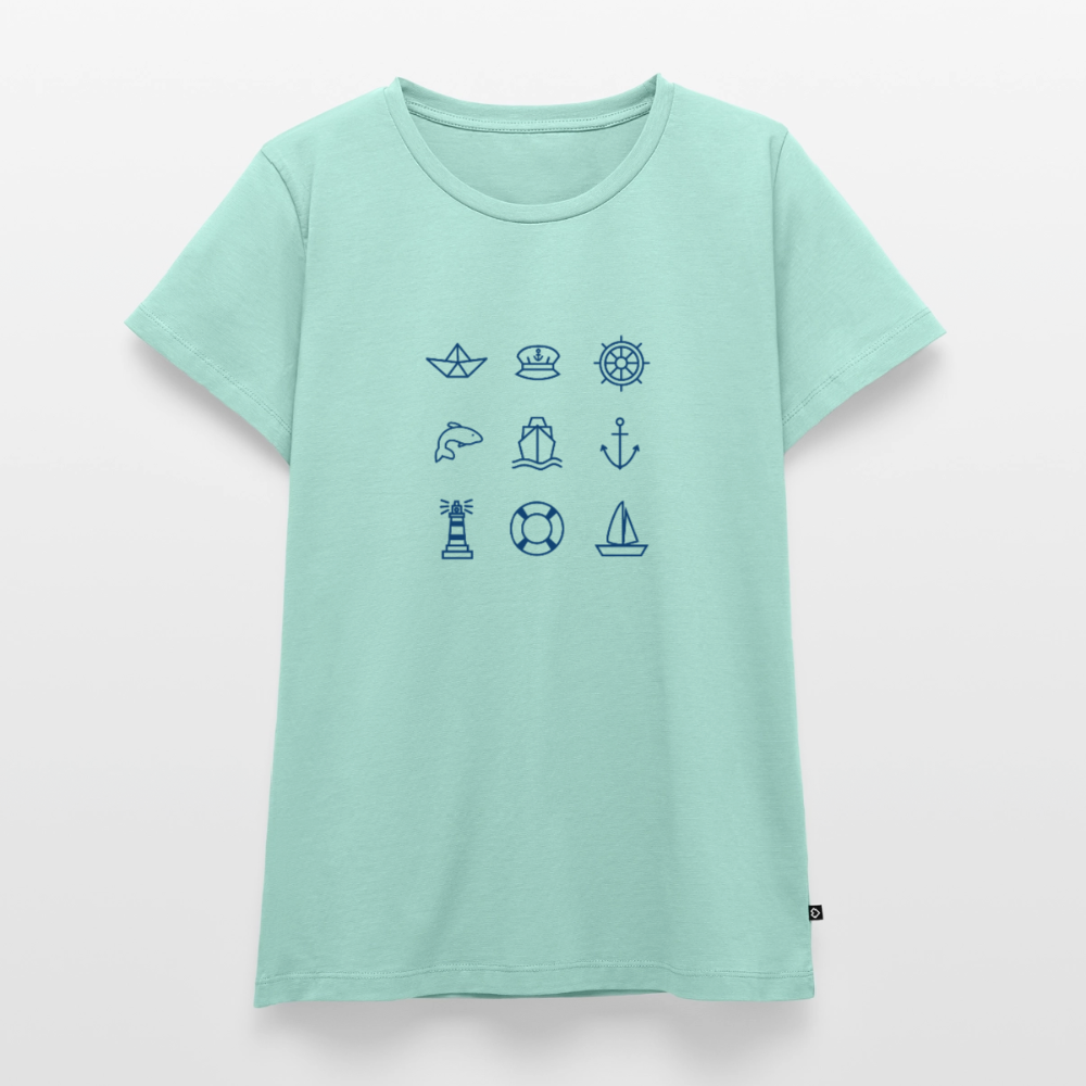 Damen Premium Bio T-Shirt - Nautik Doodles - Mint 