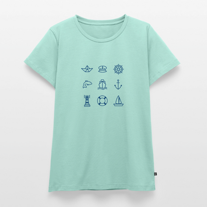 Damen Premium Bio T-Shirt - Nautik Doodles - Mint 