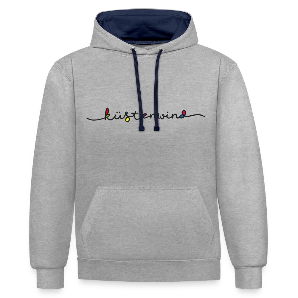 Küstenwind - Unisex Kontrast-Hoodie - Grau meliert/Navy