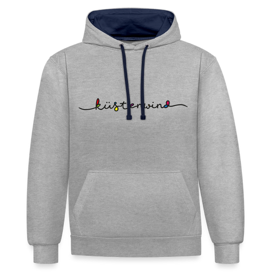 Küstenwind - Unisex Kontrast-Hoodie - Grau meliert/Navy