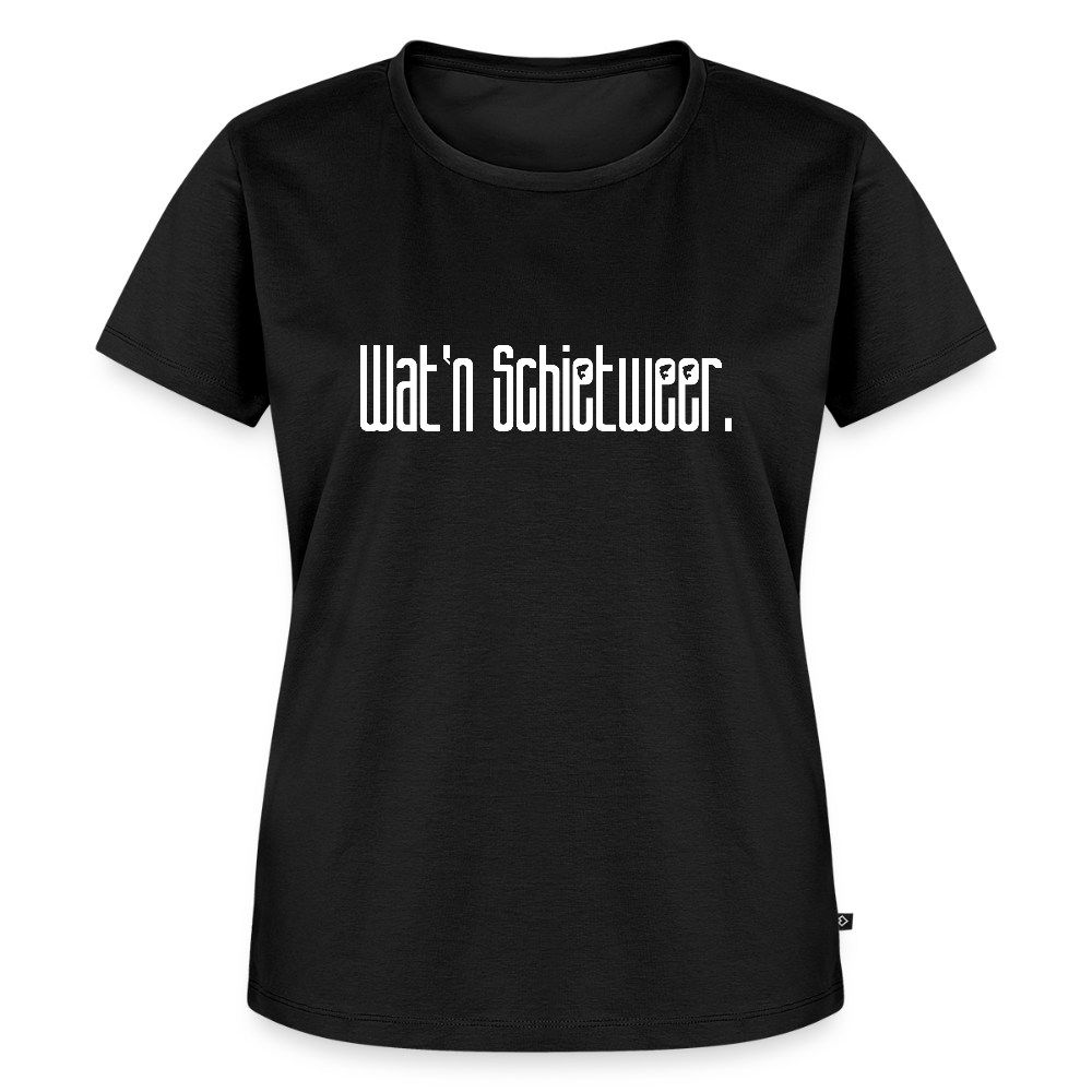 Damen Premium Bio T-Shirt - wat'n Schietweer (weiss) - Schwarz
