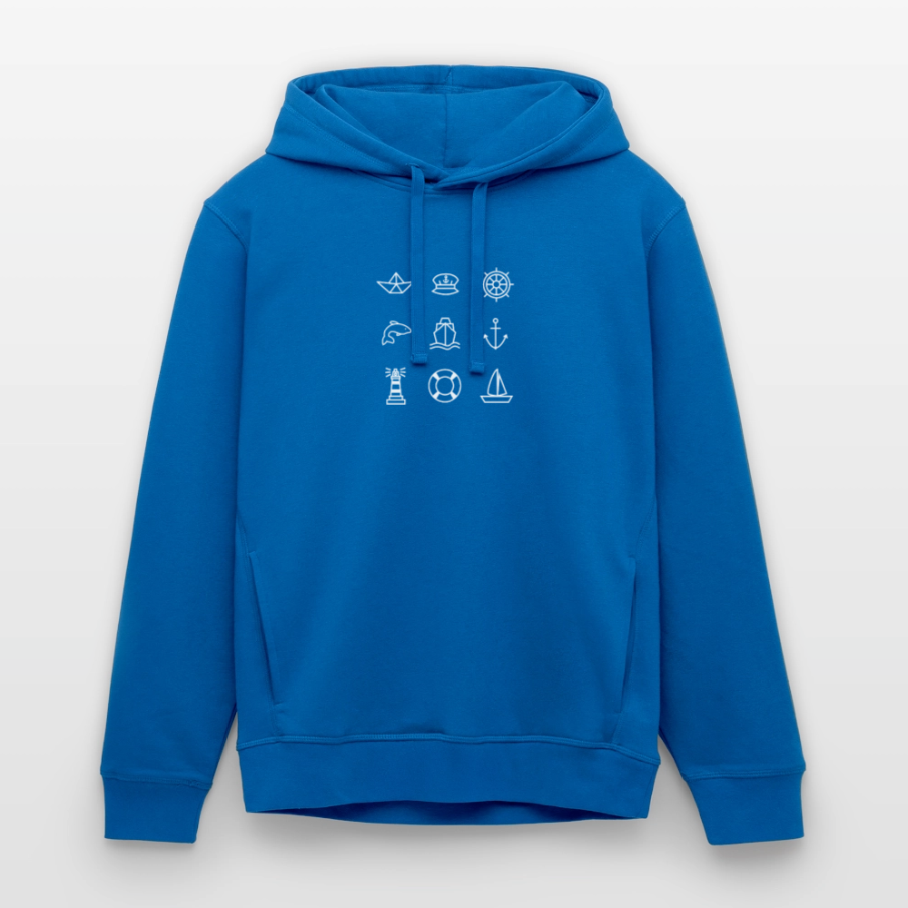 Unisex Bio-Hoodie - Nautik Doodles (weiss) - Königsblau