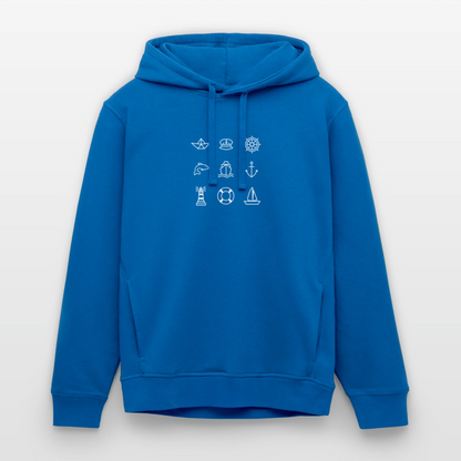 Unisex Bio-Hoodie - Nautik Doodles (weiss) - Königsblau