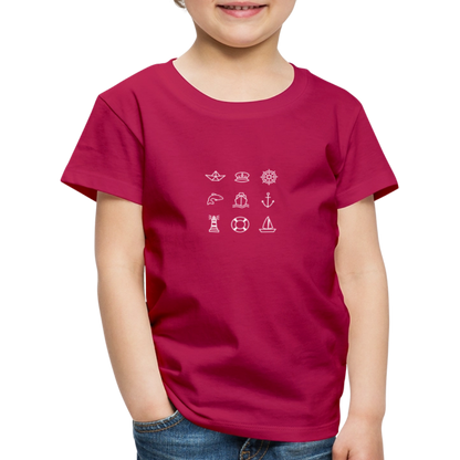 Kinder Premium T-Shirt - Nautik Doodles (weiss) - dunkles Pink
