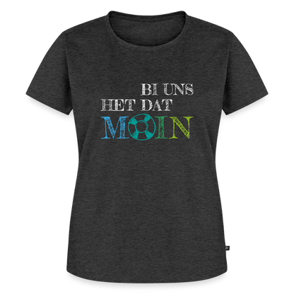Damen Premium Bio T-Shirt - Bi uns het dat Moin (weiss) - Anthrazit meliert