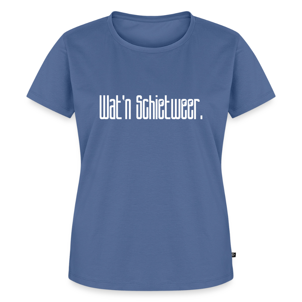 Damen Premium Bio T-Shirt - wat'n Schietweer (weiss) - Taubenblau