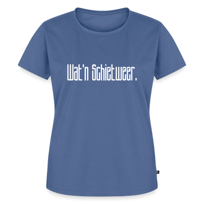 Damen Premium Bio T-Shirt - wat'n Schietweer (weiss) - Taubenblau