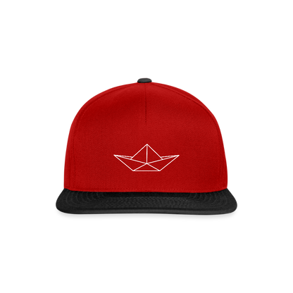 Snapback Cap - Origami Boot (weiss) - Rot/Schwarz