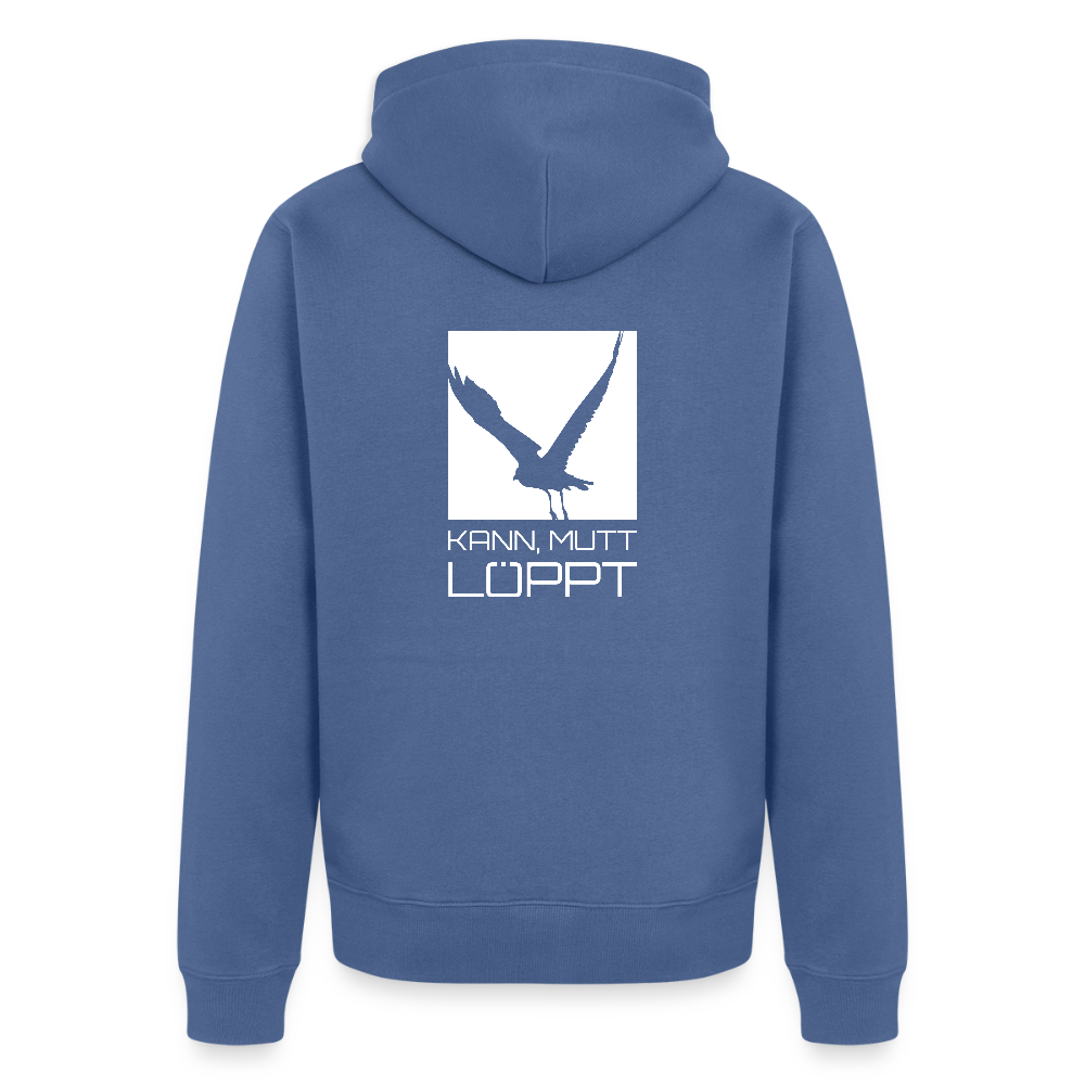 Herren Premium Kapuzenjacke - kann, mutt, löppt - Taubenblau