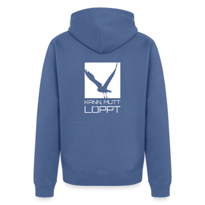 Herren Premium Kapuzenjacke - kann, mutt, löppt - Taubenblau