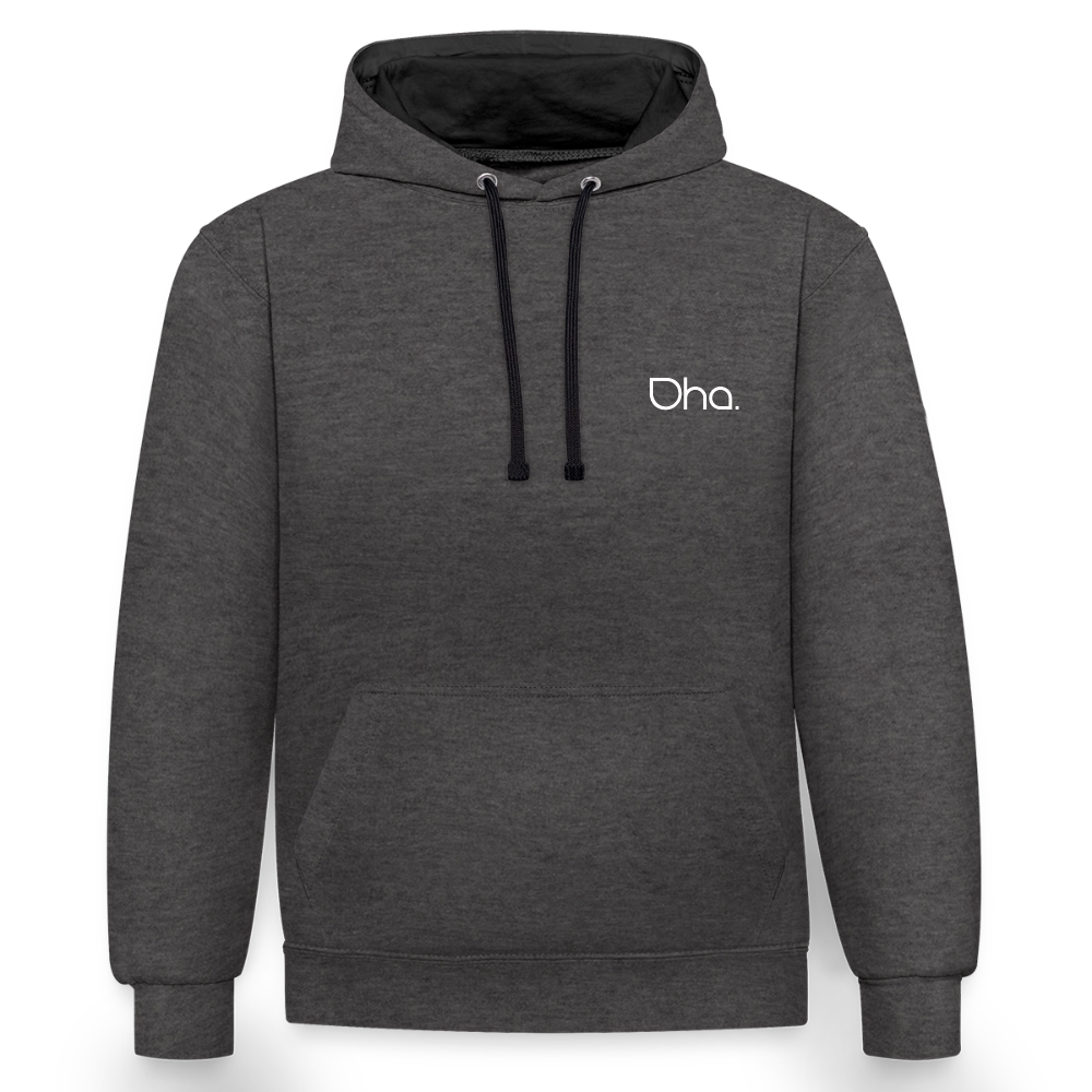Oha (weiß) - Unisex Kontrast-Hoodie - Anthrazit/Schwarz