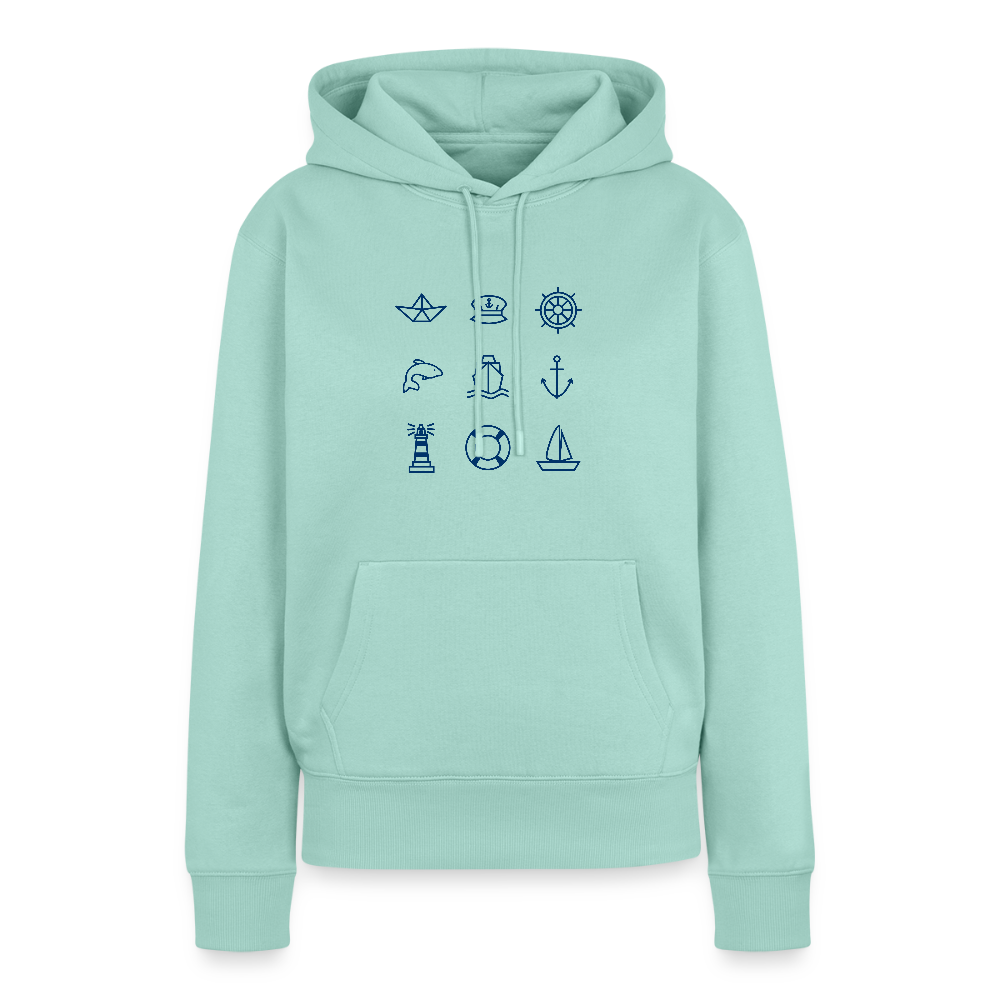 Damen Premium Hoodie - Nautik Doodles - Mint 