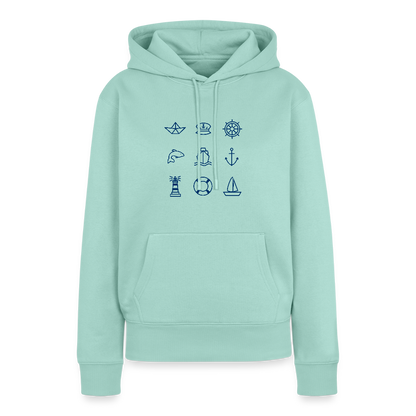Damen Premium Hoodie - Nautik Doodles - Mint 