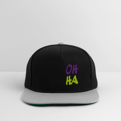 Snapback Cap - Oh ha - Schwarz/Grau