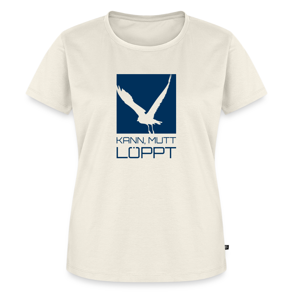 Damen Premium Bio T-Shirt - Kann, mutt, löppt - Naturweiß
