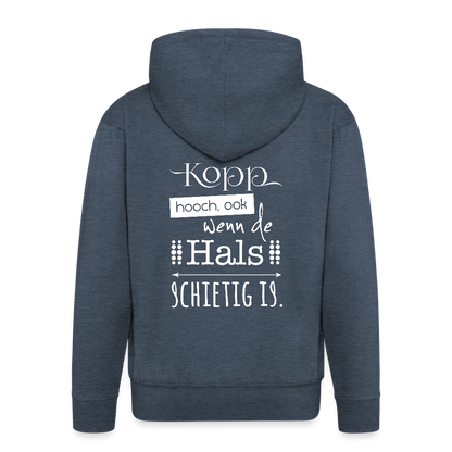 Herren Premium Kapuzenjacke  - Kopp hooch (weiss) - Jeansblau