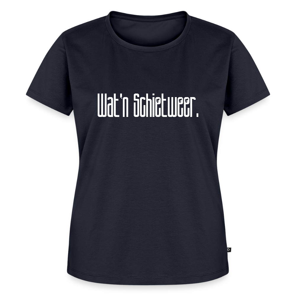 Damen Premium Bio T-Shirt - wat'n Schietweer (weiss) - Navy