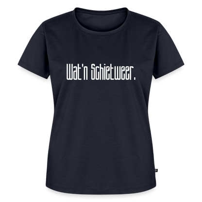 Damen Premium Bio T-Shirt - wat'n Schietweer (weiss) - Navy