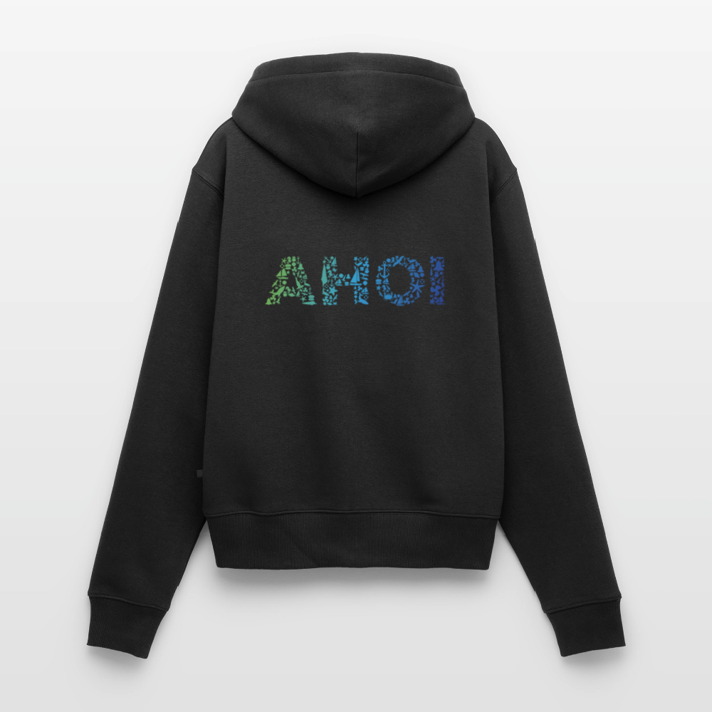 Damen Premium Kapuzenjacke - Ahoi doodles - Schwarz