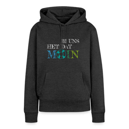 Damen Premium Hoodie - Bi uns het dat Moin (weiss) - Anthrazit meliert
