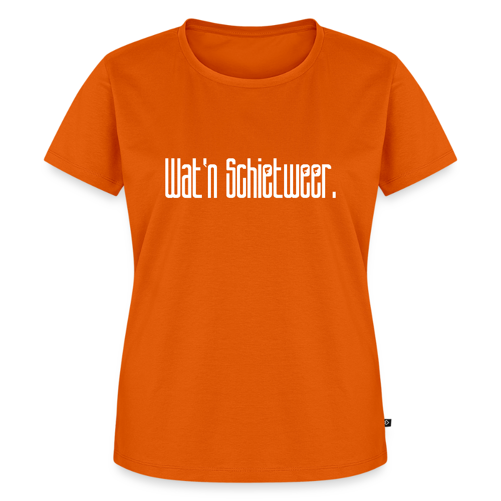 Damen Premium Bio T-Shirt - wat'n Schietweer (weiss) - Orange 