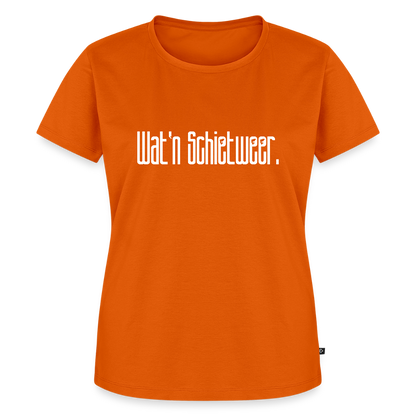 Damen Premium Bio T-Shirt - wat'n Schietweer (weiss) - Orange 