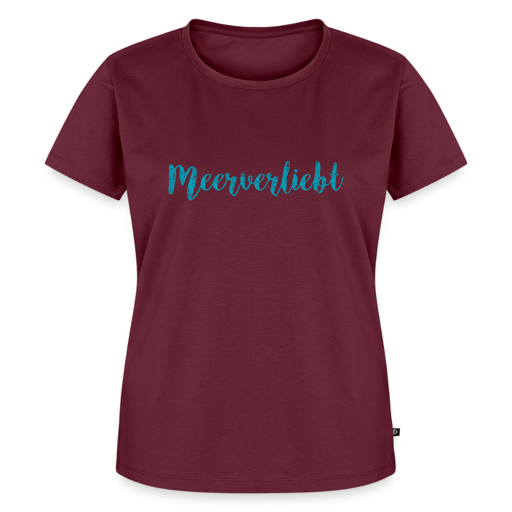 Damen Premium Bio T-Shirt - Meerverliebt - Burgunderrot