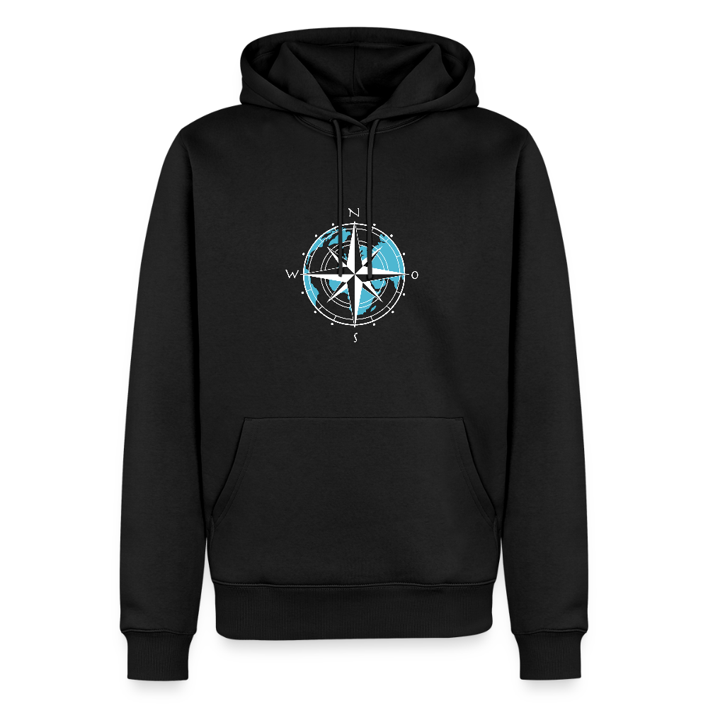 Herren Premium Hoodie - Kompass (weiss) - Schwarz