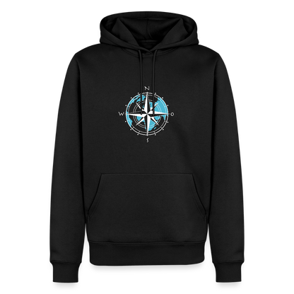Herren Premium Hoodie - Kompass (weiss) - Schwarz