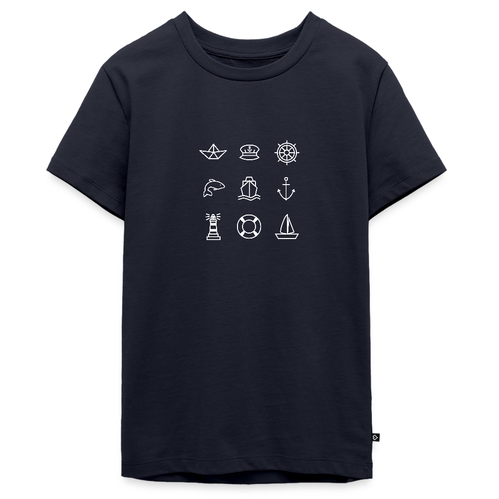 Teenager Premium T-Shirt - Nautik Doodles (weiss) - Navy