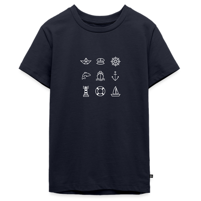 Teenager Premium T-Shirt - Nautik Doodles (weiss) - Navy